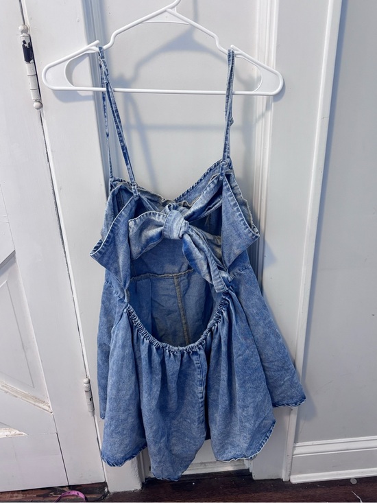 SHEIN Dresses & Skirts - SHEIN Light Blue Denim Dress with Tie Back